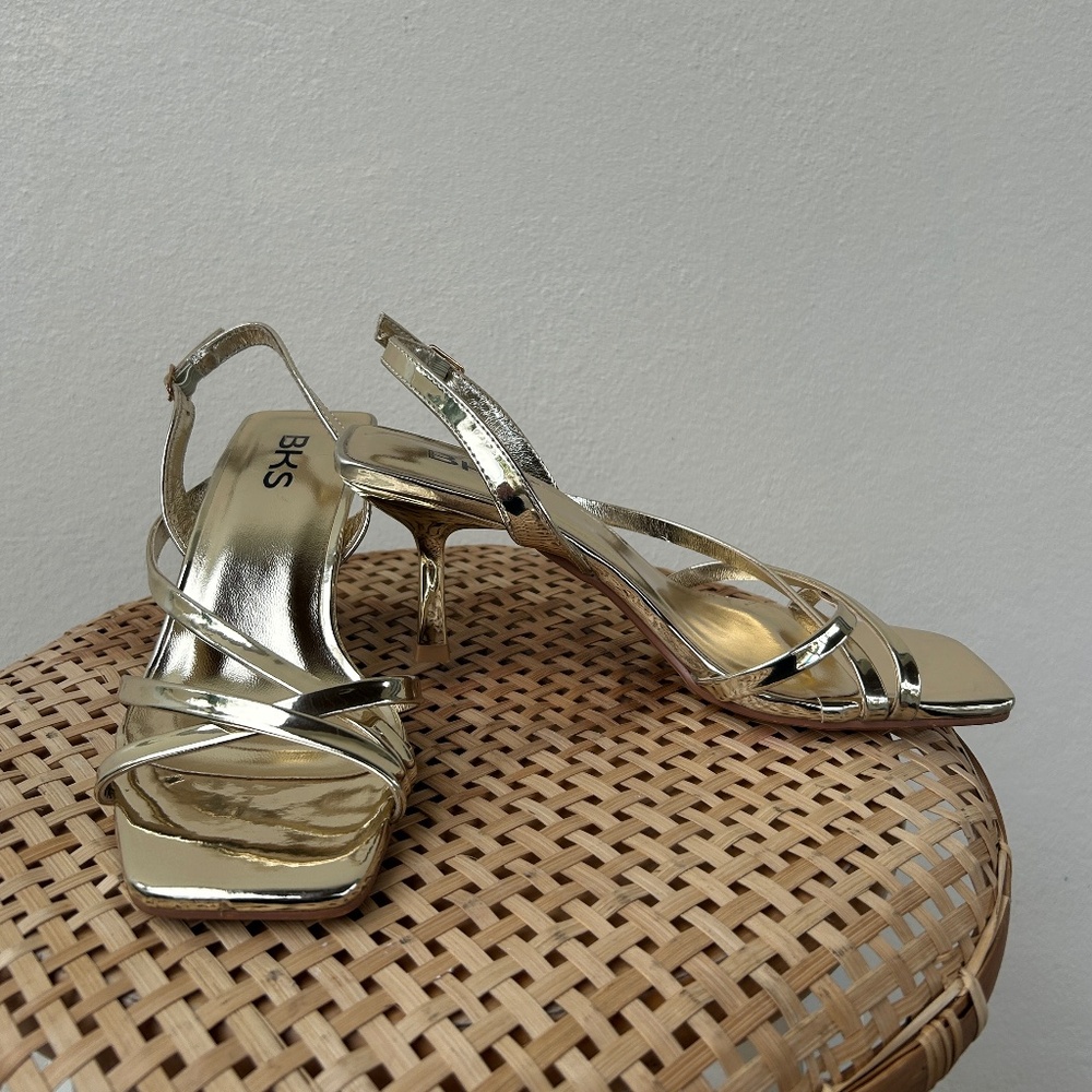 BKS | Gold Strappy Heels